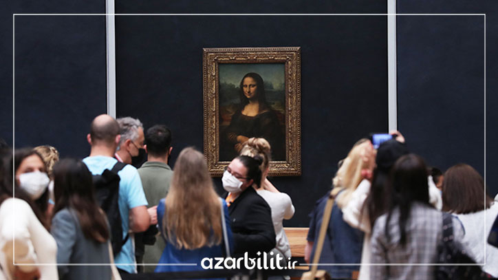 نقاشی مونالیزا در موزه و ازدحام جمعیت